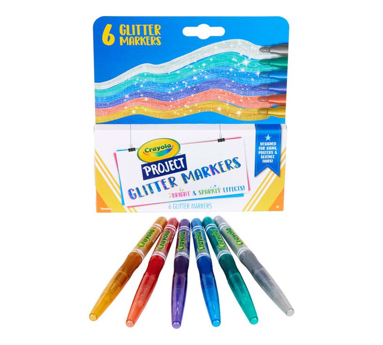 Crayola Project Glitter Markers, 6 Count